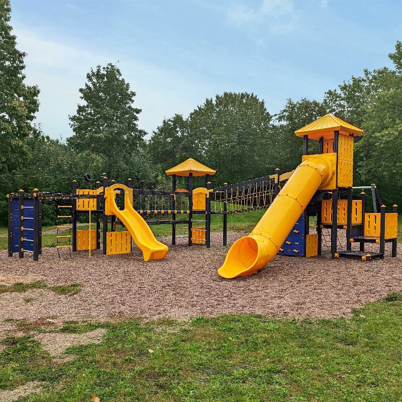 espas Turmkombination Amstermax, Aluminiumpfosten anthrazit, Anbauteile gelb