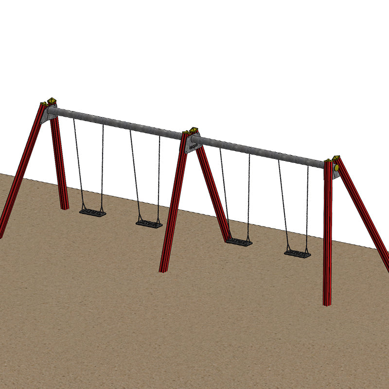 espas Kombinationsschaukel, zwei Kopfbalken mit Höhe 2,5m mit zwei Doppelschaukeln