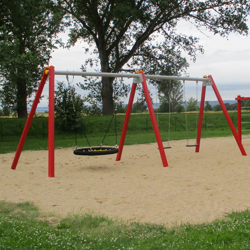 espas Kombinationsschaukel, zwei Kopfbalken mit einer Doppelschaukel und einer Nestschaukel