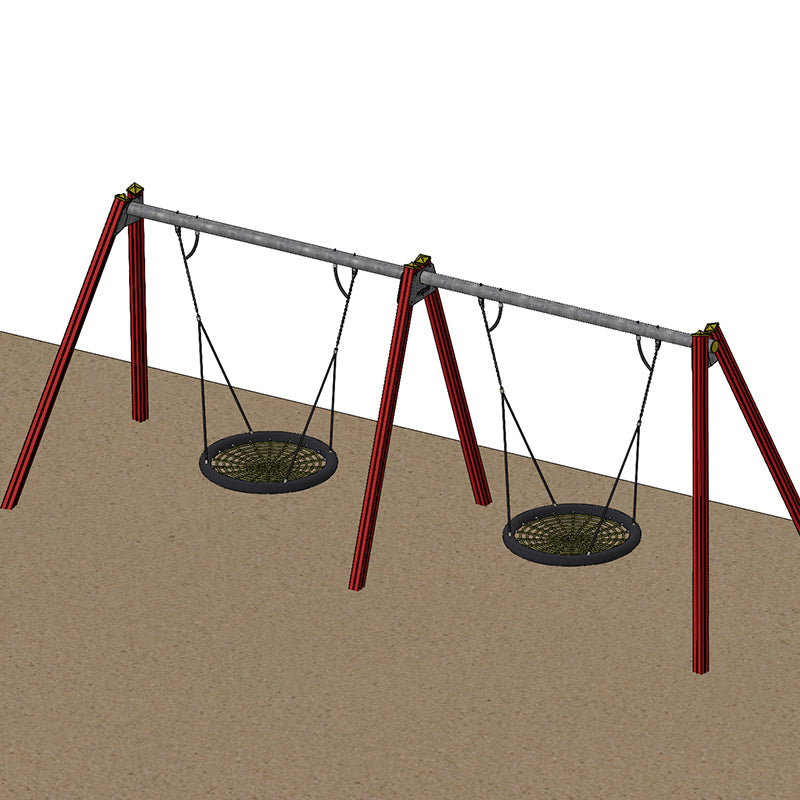 espas Kombinationsschaukel, zwei Kopfbalken mit Höhe 2m mit zwei Nestschaukeln