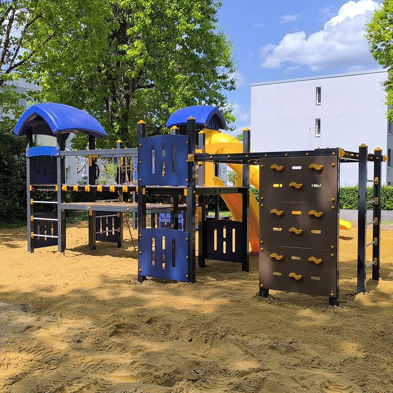 espas Turmkombination Amstermax, Aluminiumpfosten anthrazit, Anbauteile blau